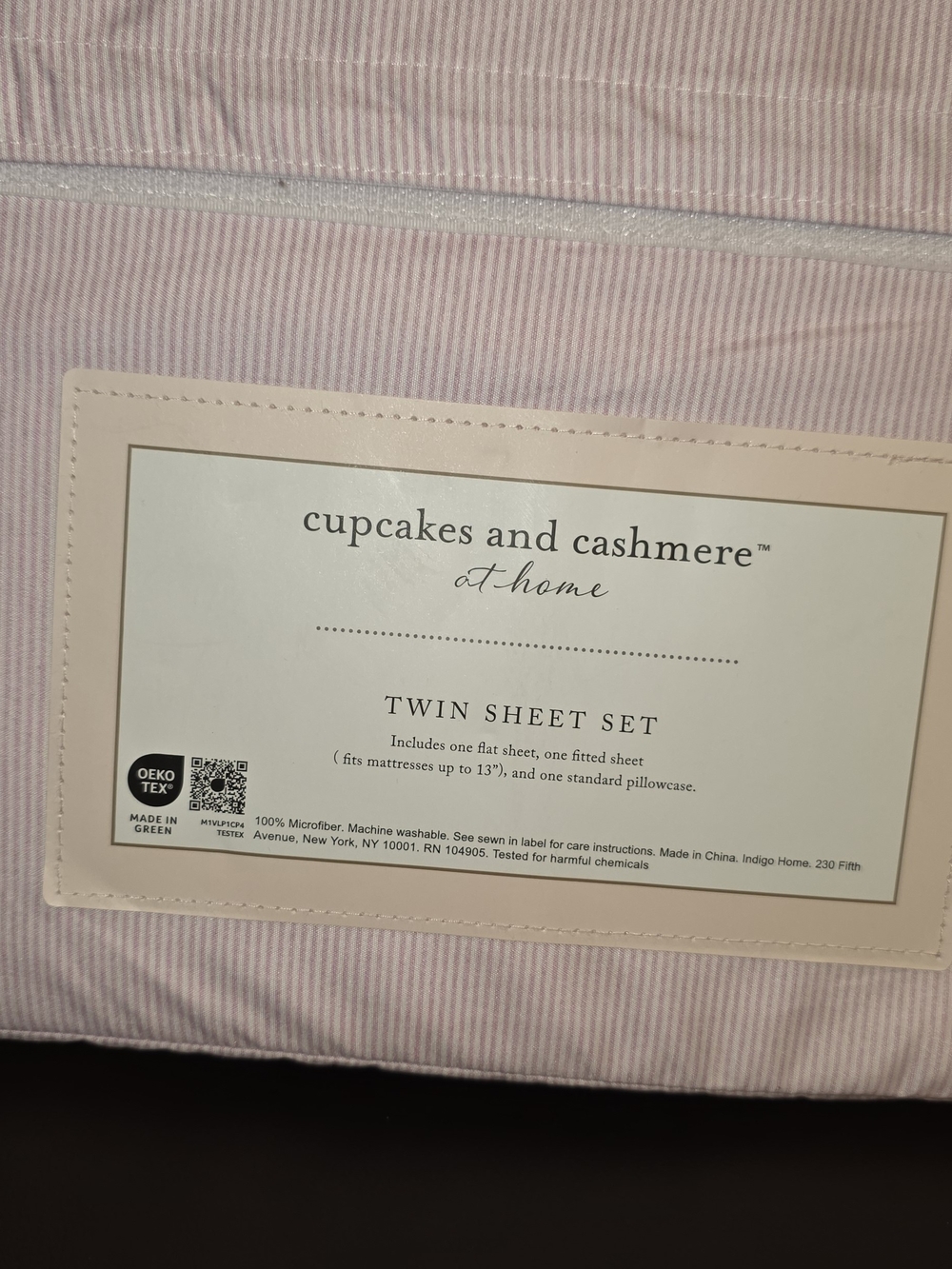 cupcakes & cashmere Pink Pinstripe Twin Sheet Set